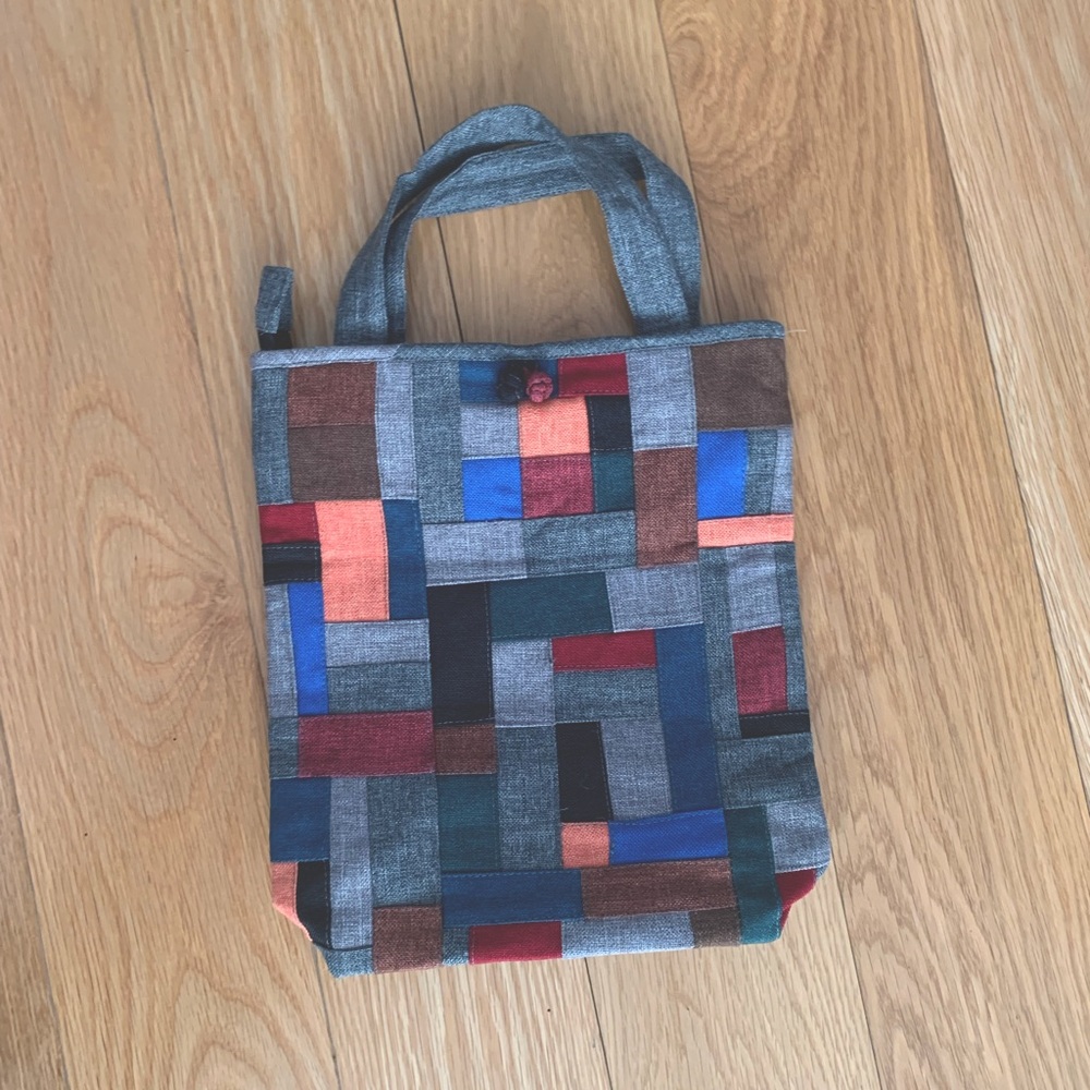 Patchwork zip top tote